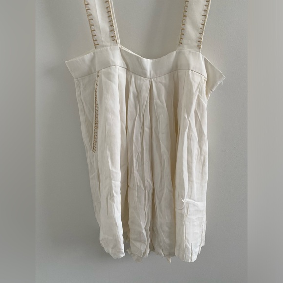 Carolina K White & Gold Silk Crepe Overalls - Picture 2 of 9